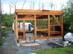 Timber framed garage under construction